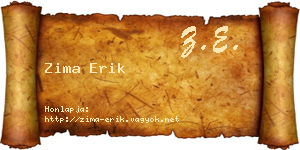 Zima Erik névjegykártya